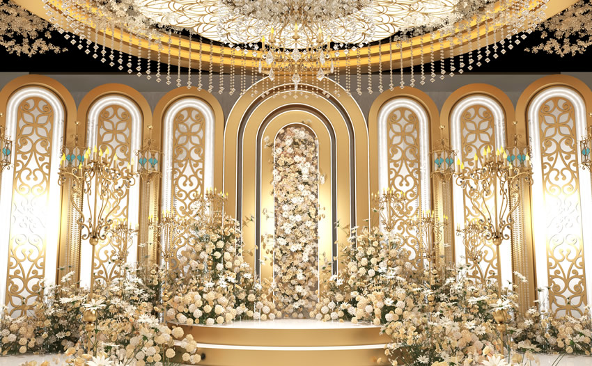 西双版纳香槟色调婚礼堂效果展示